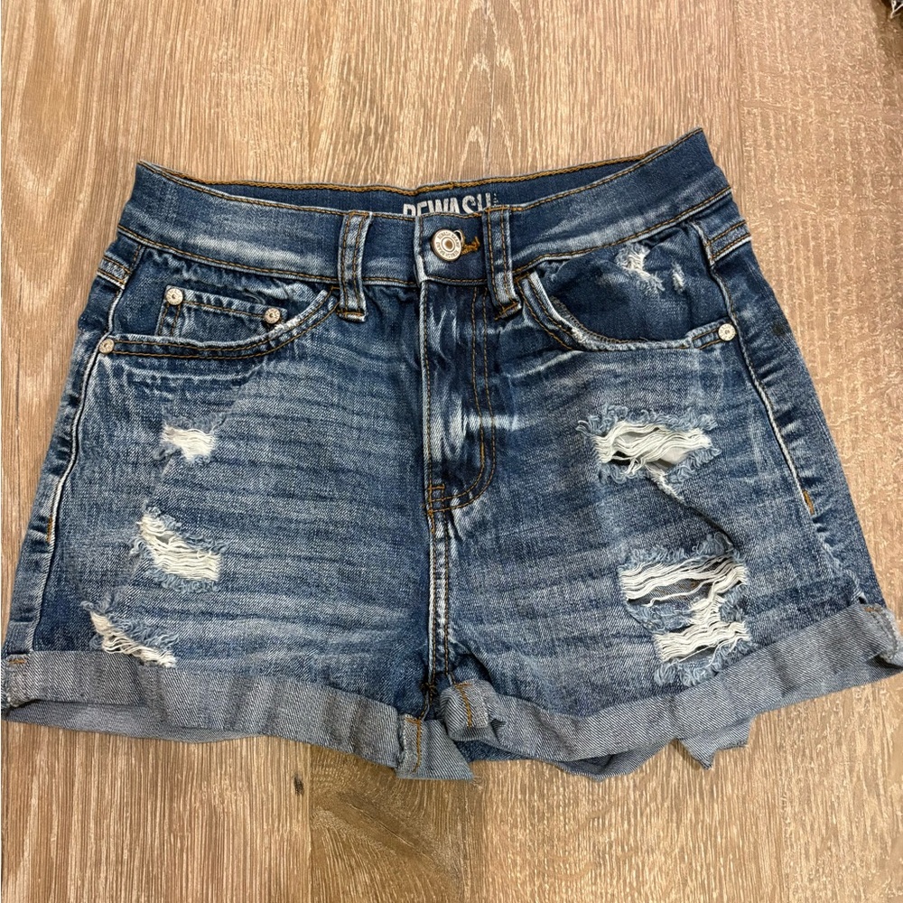 Rewash Dark Blue Distressed Jean Shorts